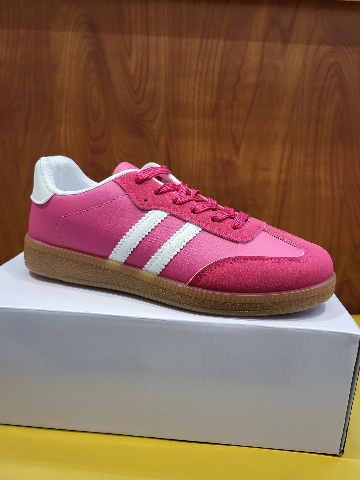 HOT PINK / WHITE STRIPE FLAT SOLE